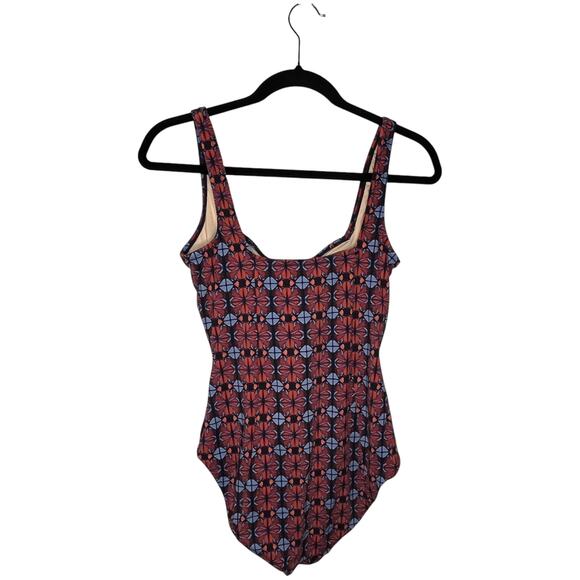 Garnet Hill Active Square Neck One Piece Swimsuit Ruched Flattering Size 8 - Picture 2 of 8